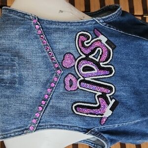 Custom made sequin jean vest